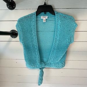 Loft Turquoise Crochet Shrug Size XS